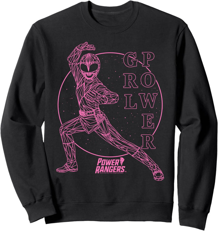 Power Rangers Pink Ranger Girl Power Geometric Line Art Sweatshirt