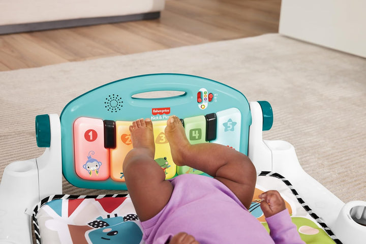 Fisher-Price Kontrast Kick & Play Pianospieldecke für Babys, Spielspass Pianospieldecke, tragbares M
