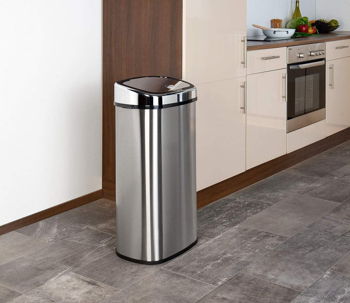 infactory Elektrischer Mülleimer: Abfalleimer mit Hand-Bewegungssensor & Aluminium-Korpus, 68 Liter