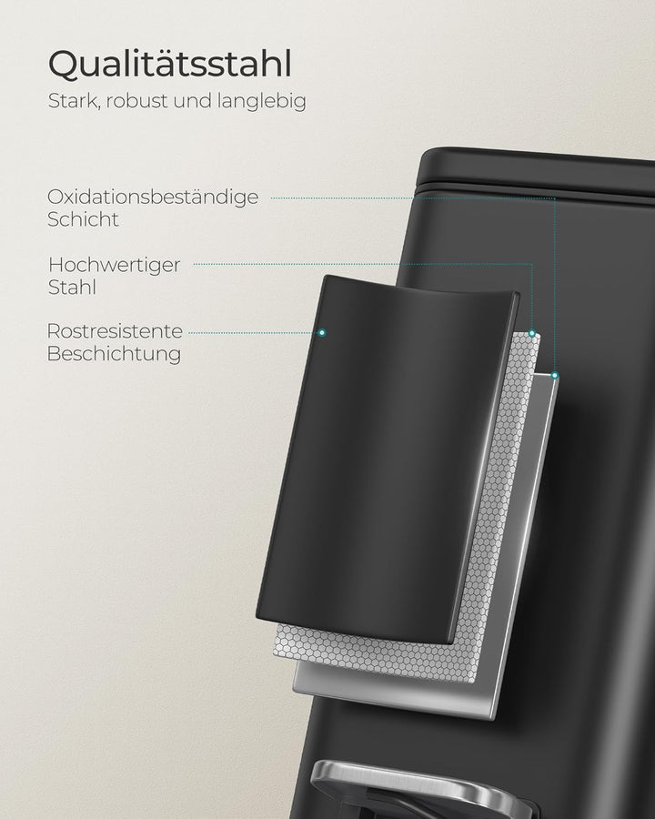 SONGMICS Kosmetikeimer, 10 Liter, Mülleimer Bad, mit Deckel, Tretmülleimer, Abfalleimer klein, schma