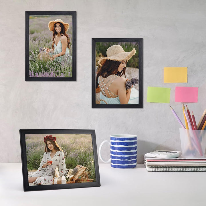 EXYGLO 4er Set Bilderrahmen DIN A4 (21x29,7 cm) - Schwarzer Rahmen für Fotos, Kunstwerke, Urkunden,