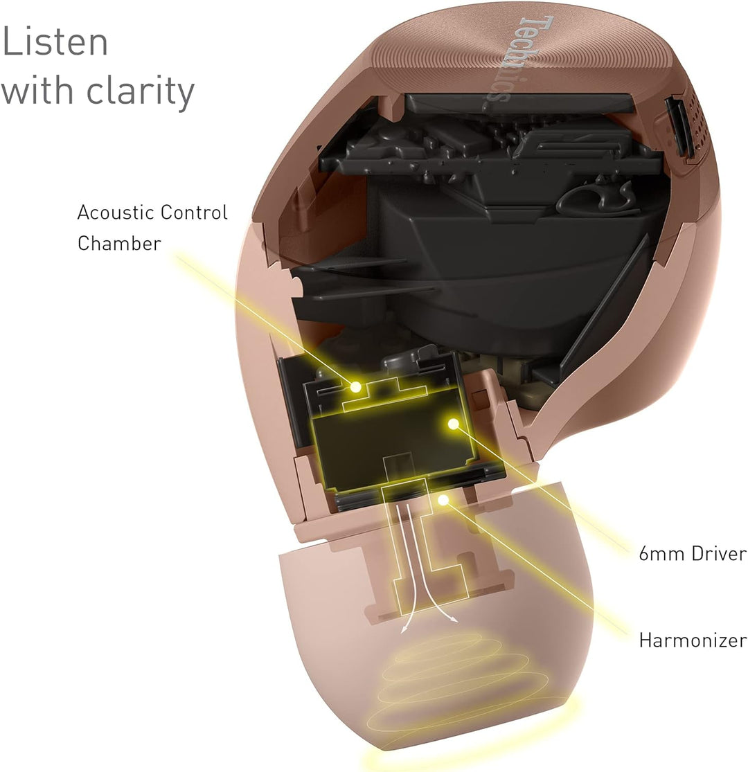 Technics EAH-AZ40E-N In-ear Kopfhörer Bluetooth, bequemer Kopfhörer mit integriertem Mikrofon, anpas