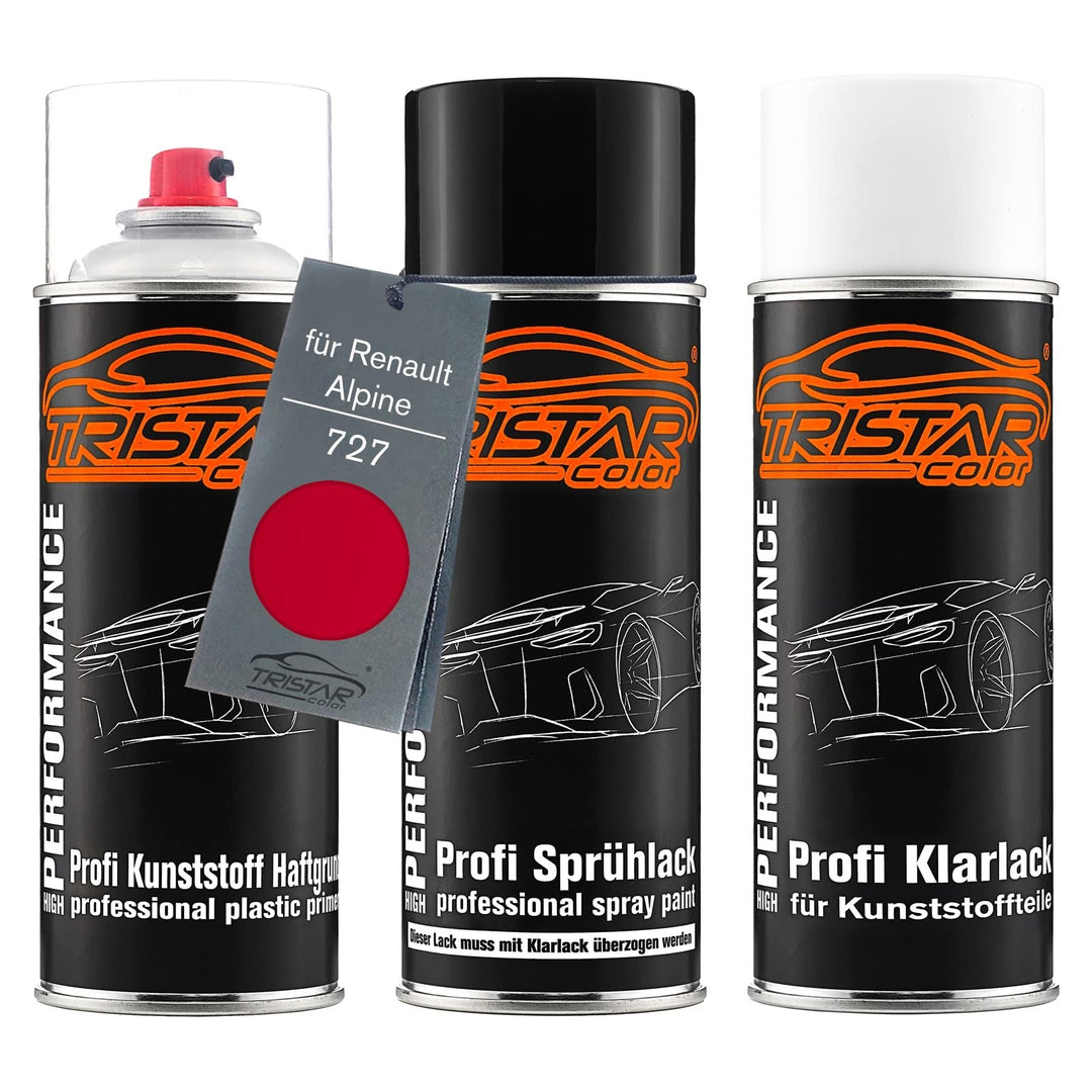 TRISTARcolor Autolack Spray Kunststoff für Renault/Alpine 727 Rouge Vif | Spanisch Rot, Sprühdosen-S