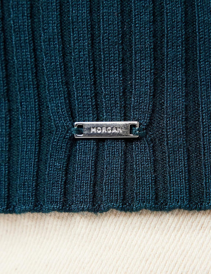 Morgan Langarmpullover mit gerafftem Kragen M Grün (Vert Bouteille Vert Bouteille), M Grün (Vert Bou