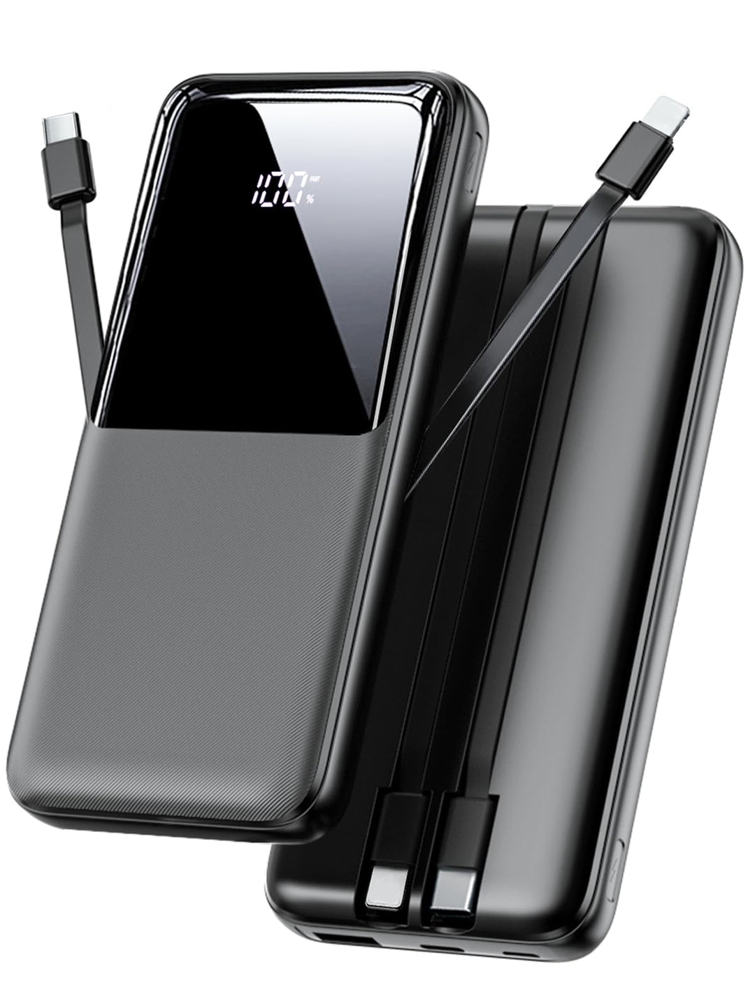 Power Bank 26800mAh, 22,5W USB C Schnellladung Powerbank mit 3 Anschlüssen & 2 integrierten Kabeln,