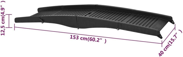vidaXL Hunderampe Klappbar Schwarz 153x40x12,5cm Kunststoff Hundeautorampe