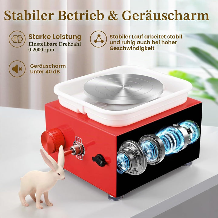 Töpferscheibe, Töpferscheibe Elektrisch mit 2000 U/min Einstellbare Geschwindigkeit, Pottery Wheel m