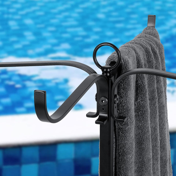 Pool-Handtuchhalter für den Aussenbereich, Metall, robust, nie kippbar, Poolzubehör, 4 Stangen, Whir