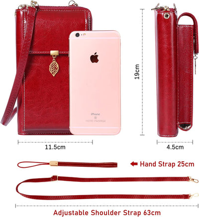 ENONEO Handytasche zum Umhängen RFID Schutz Handy Geldbeutel Umhängetasche Damen Klein Leder mit 12