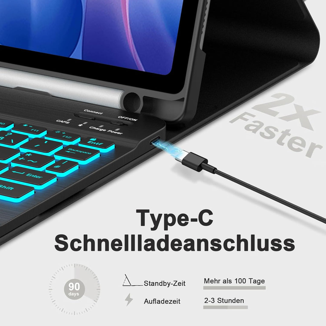 IVEOPPE Tastatur für Xiaomi Redmi Pad 2 & SE 11 Zoll, Deutsches QWERTZ Layout, Hülle mit Bluetooth A