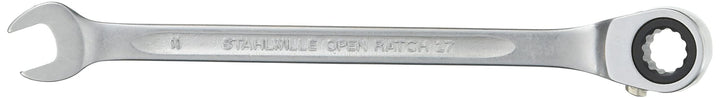 STAHLWILLE 17 8 Ratschen-Ringmaulschlüssel Open-Ratch 8 mm l abgewinkelte Ringseite l extrem belastb