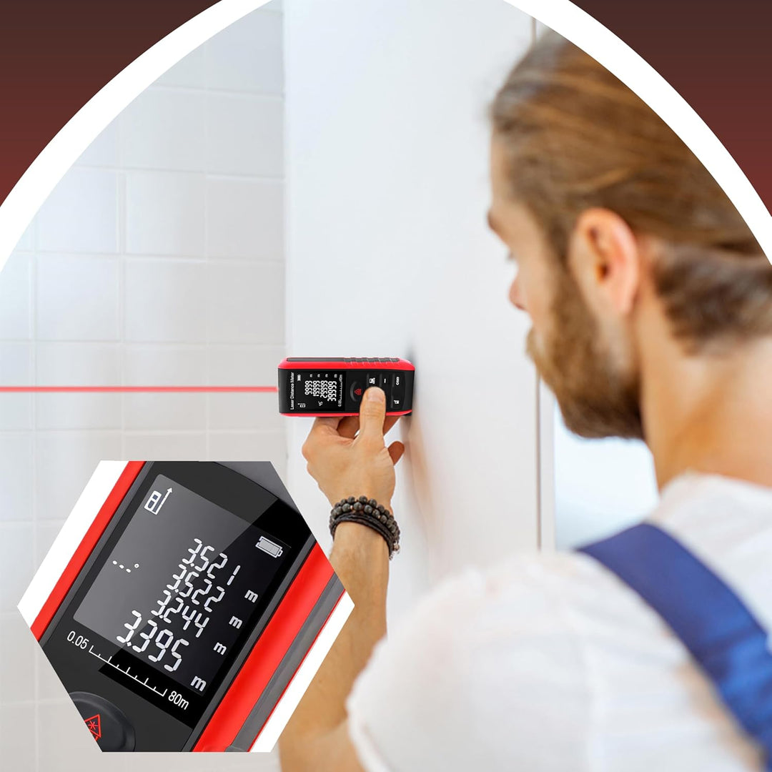 Retoo Laser-Entfernungsmesser 40M – Digitales Laser-Messgerät mit Rotem Laser Klasse II±1,5 mm Genau