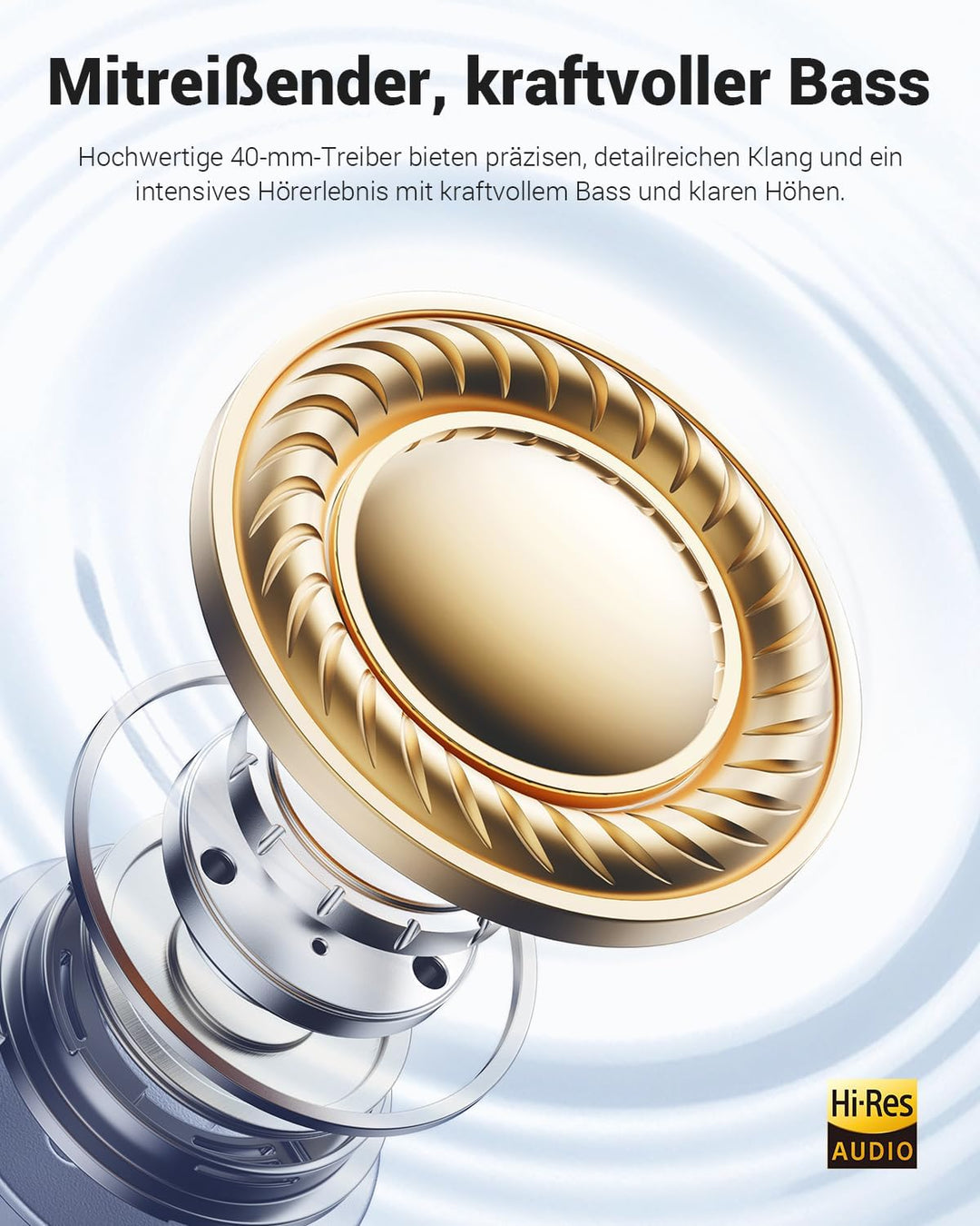 Wentronic Y01 Noise-Cancelling-Kopfhörer, Kabellose Over-Ear-Kopfhörer, Bluetooth 5.3, Hi-Res Sound,