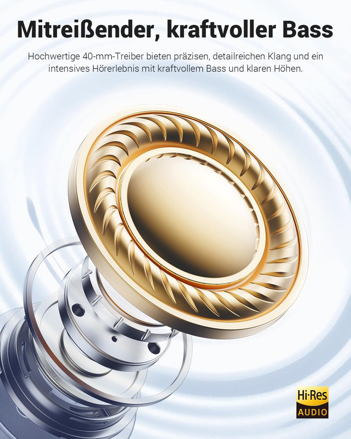 Wentronic Y01 Noise-Cancelling-Kopfhörer, Kabellose Over-Ear-Kopfhörer, Bluetooth 5.3, Hi-Res Sound,