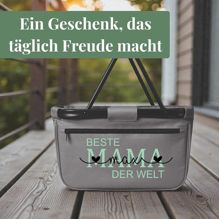 Einkaufskorb Beste Oma der Welt mit Name personalisiert - MAMA, MOM, TANTE, PAPA, OPA Geschenk faltb
