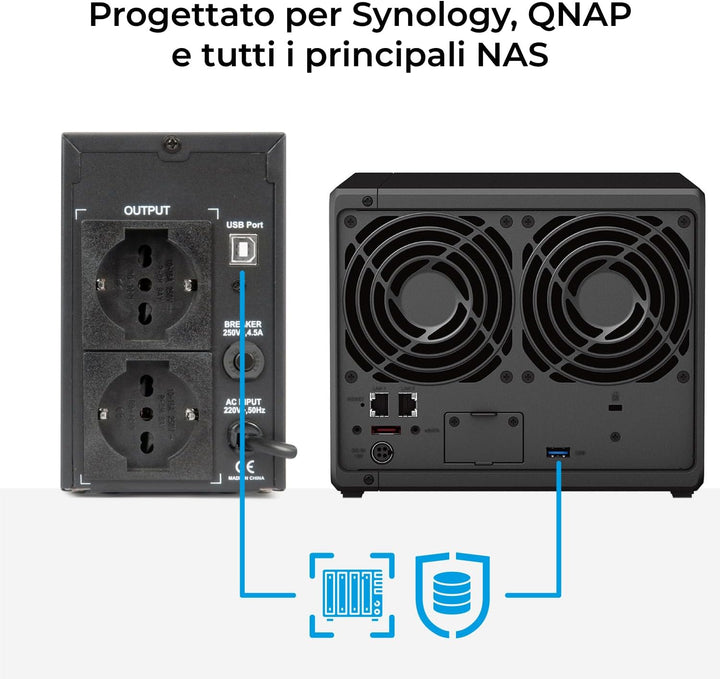 VulTech UPS650VA-LFP-NAS Desktop USV NAS Unterbrechungsfreie Stromversorgung für Synology/QNAP/Netzw