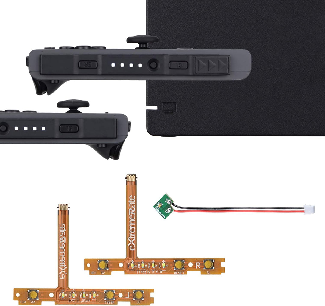eXtremeRate Firefly LED Tuning Kit Ersatzteile für nintendo Switch Joycons&Switch Dock,NS Joy con SL