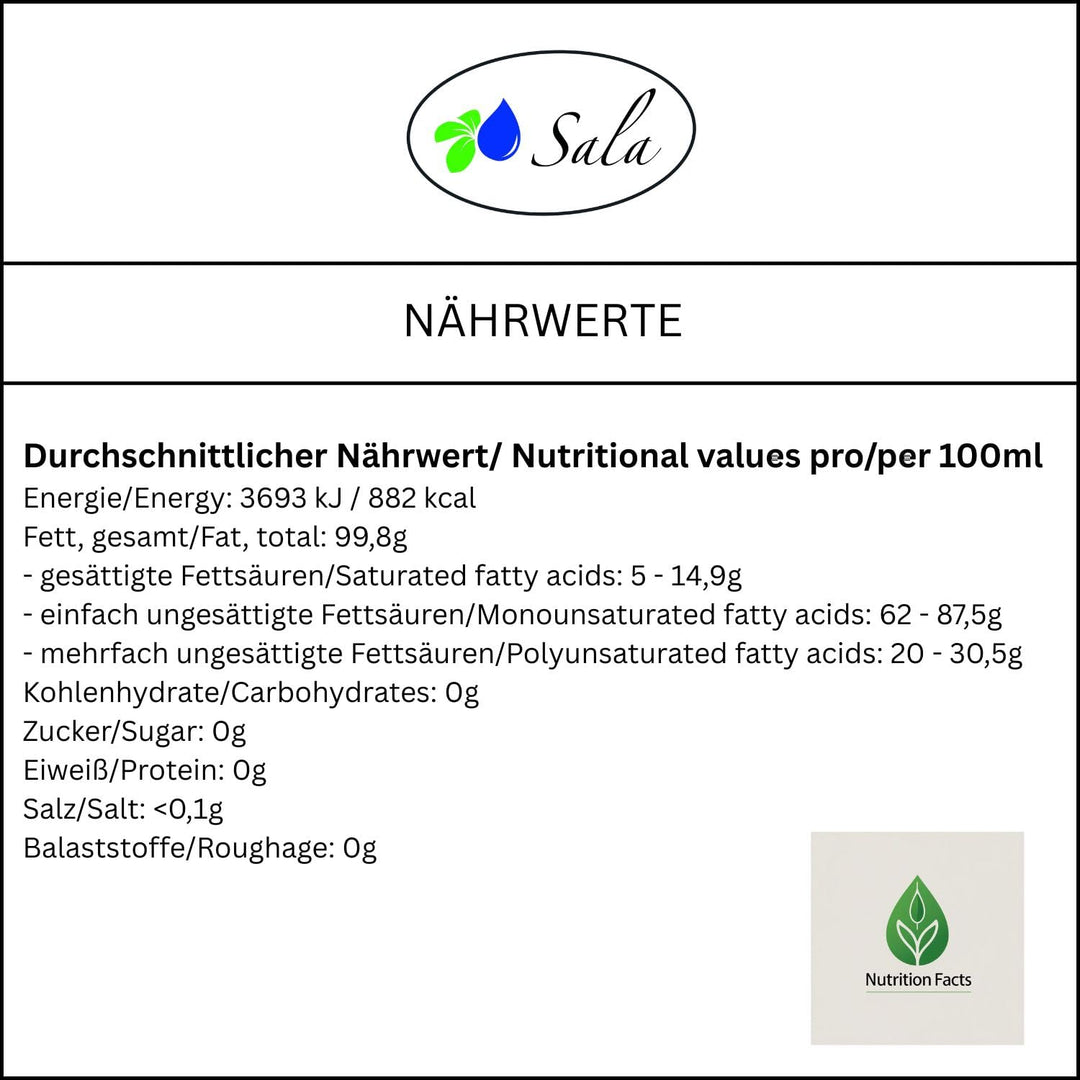 Sala Mandelöl kaltgepresst BIO 1000 ml (1 L Glasflasche), 1 L Glasflasche