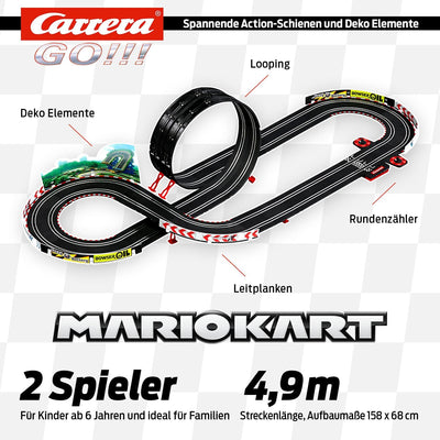 Carrera Go!!! Mario Kart™ - P-Wing Set Rennbahn mit Mario und Yoshi | 2 Slotcars inkl. 2 Handregler