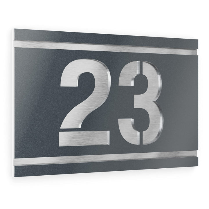 Graviers Design Hausnummernschild mit Gravur aus V2A Edelstahl 215x150mm - Anthrazit Metallic - Wett