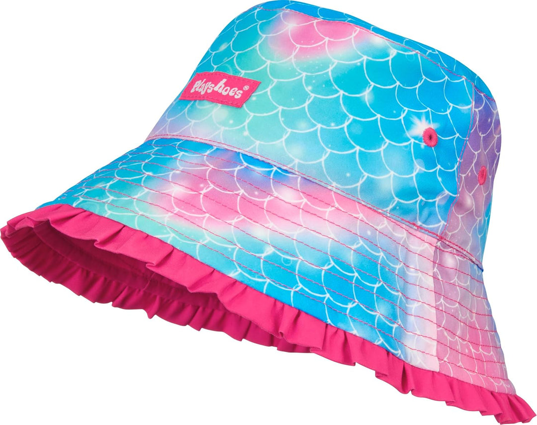 Playshoes Mädchen UV-Schutz Sonnenhut Bademütze Kopfbedeckung, Meerjungfrau, 55cm