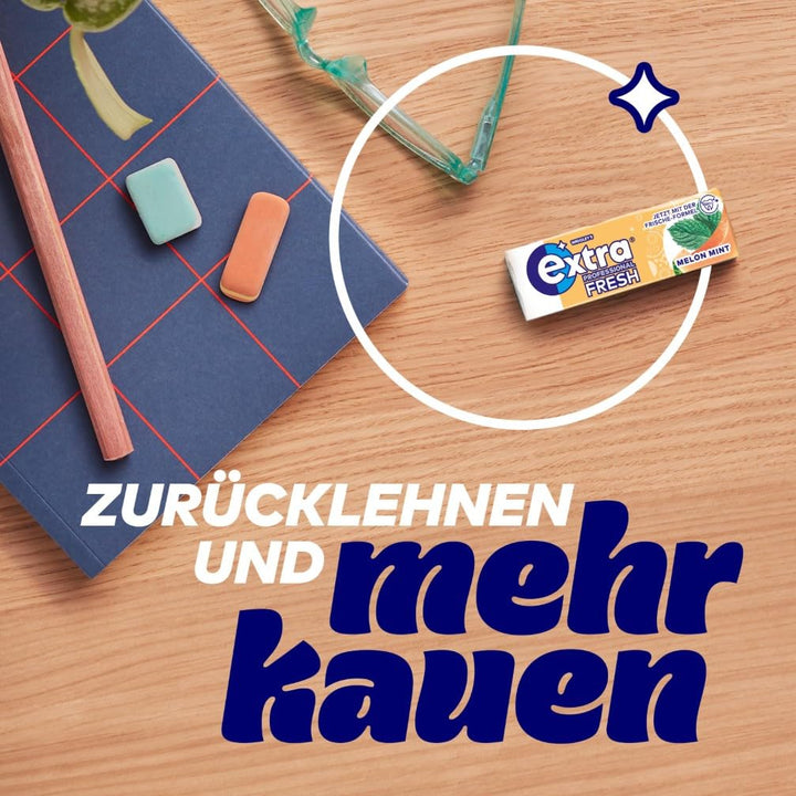 Extra Professional Fresh Melon Mint, Zuckerfreier Kaugummi, Multipack mit 30x10 Dragees, Für frische