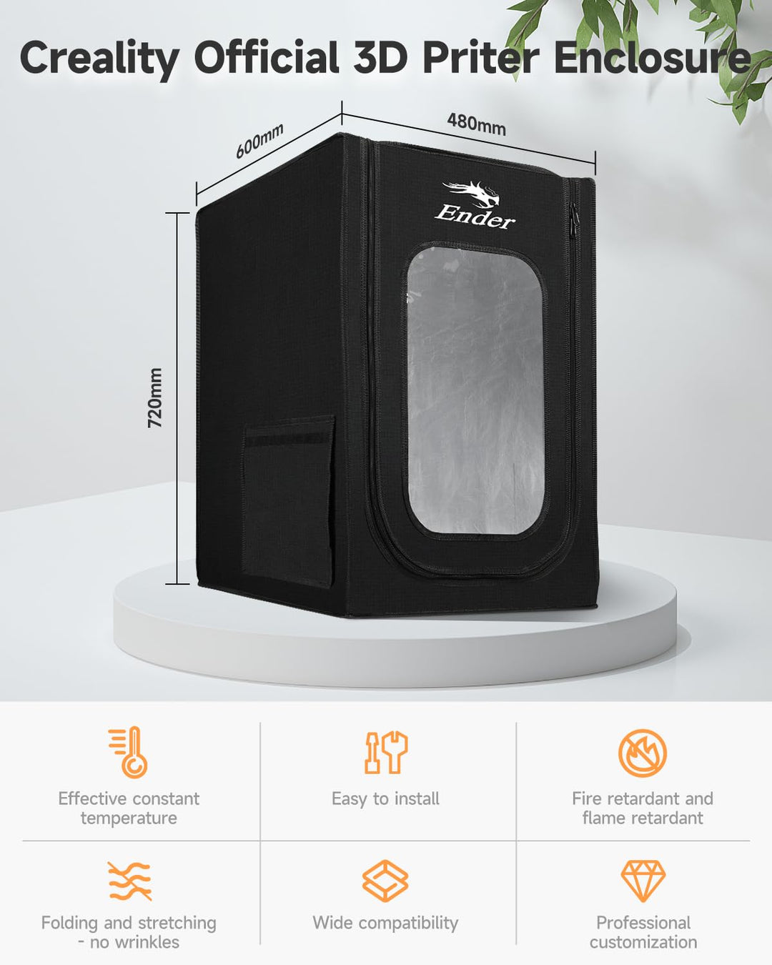 Creality Offiziell 3D Drucker Gehäuse, feuerfestes, staubdichtes Zelt für Ender 3/Ender 3 Pro/Ender