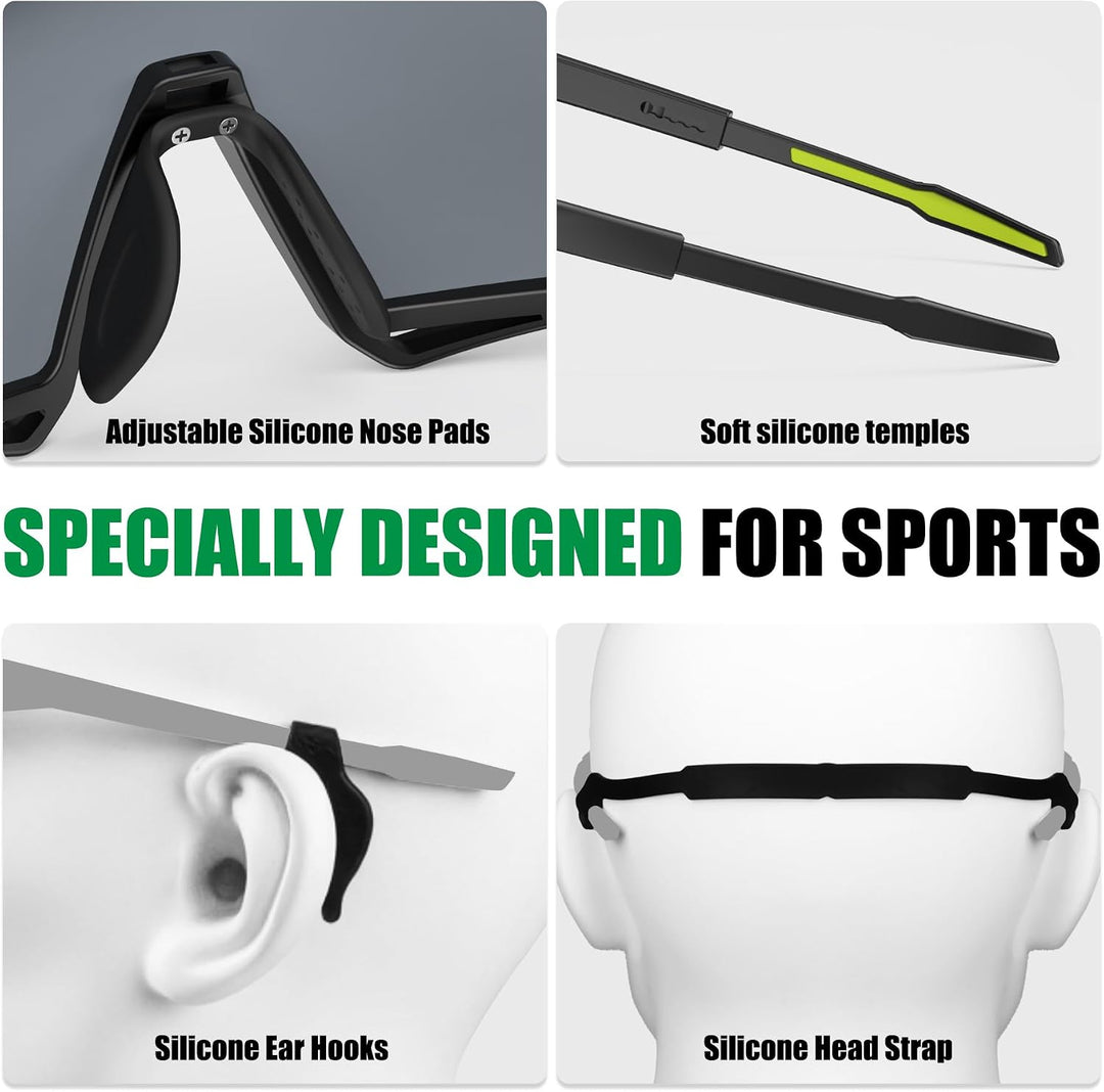 X-TIGER Fahrradbrille, UV400 mit 5 Wechselgläser,Herren Damen Sportbrille, Starker TR90 Frame,Outdoo