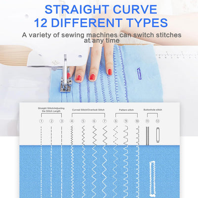 LetCart 608A Nähmaschine für Näh-Einsteiger & Anfänger, 12 Stichprogrammen, Tragbare Elektrische Näh