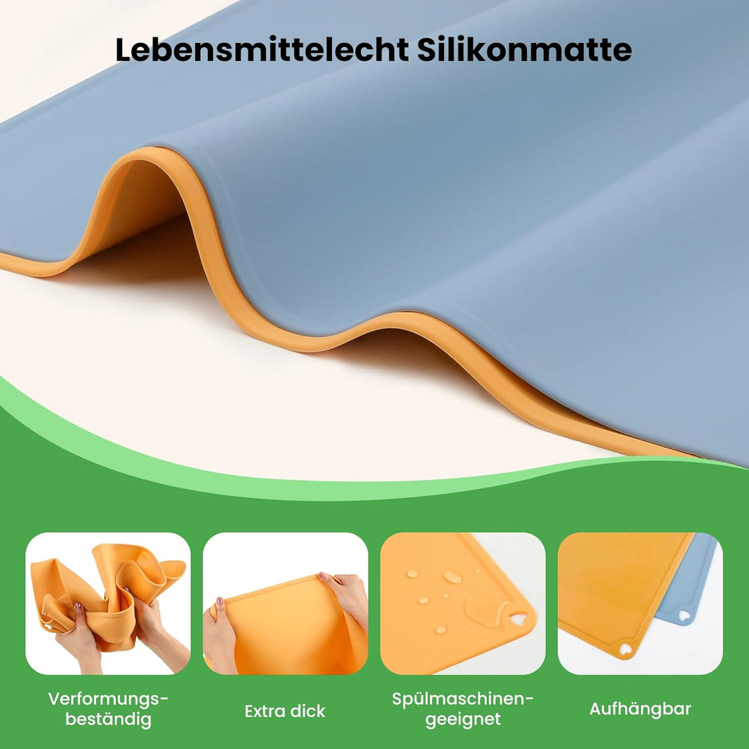 GEEKHOM 2 Stück Malunterlage für Kinder 60x40cm - A2 Silikon Bastelunterlage Gross Silikonmatte für
