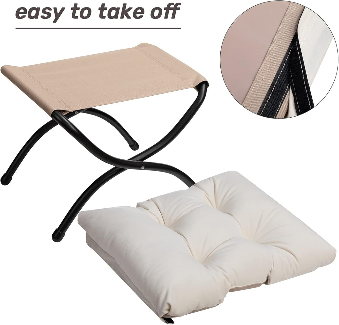 HollyHOME Fusshocker Fussstütze Klapphocker, Faltbar Sitzhocker mit Metallbeinen, Abnehmbar Gepolste