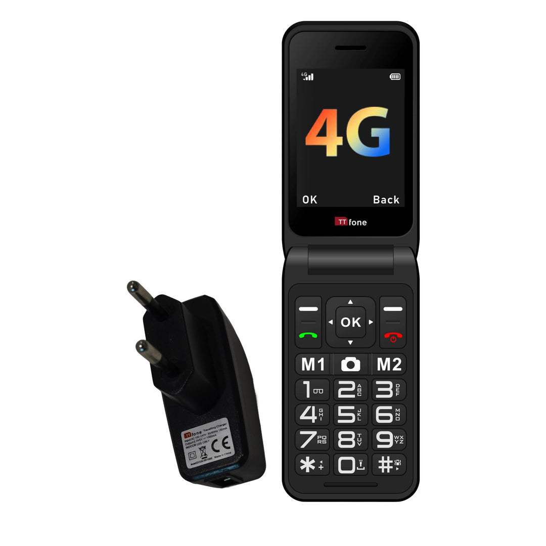 TTfone TT760 Klapptelefon 4G mit Grossen Tasten für Senioren und Notruf-Taste - Entsperrtes Grundleg