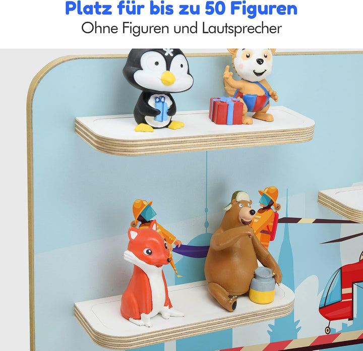 stadtecken Holzregal passend für Toniebox 2 I Geeignet für ca. 50 Tonies I Perfekte Aufbewahrung im