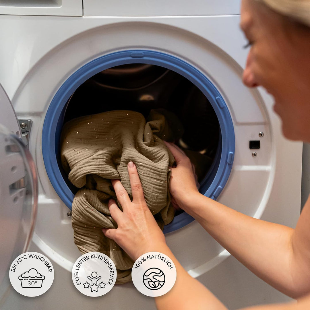 Betthimmel Babybett mit Goldapplikationen [in 12 Farben] Himmel Babybett aus 100% Baumwolle Musselin
