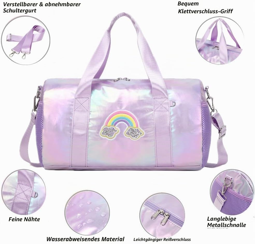 Jumpopack Kinder Mädchen Tanztasche Ballett Tasche Handtasche Mädchen Geschenk mit Nassfach - Regenb