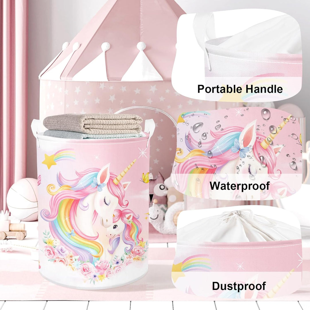 Entzückendes Einhorn Gross Wäschekorb Regenbogen Wolke Stoff Aufbewahrungskorb Kleidung Spielzeug Au