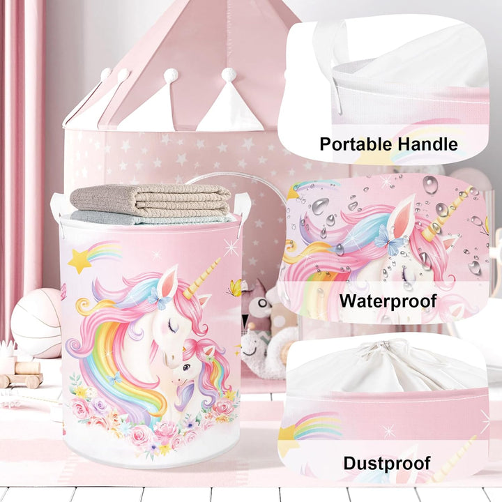 Entzückendes Einhorn Gross Wäschekorb Regenbogen Wolke Stoff Aufbewahrungskorb Kleidung Spielzeug Au