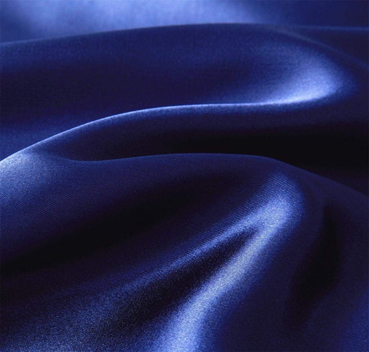 Damier Bettwäsche 155x220cm Blau Satin Bettwäsche Set 2 Teilig Hochwertiges Satin Uni Einfarbig Deck