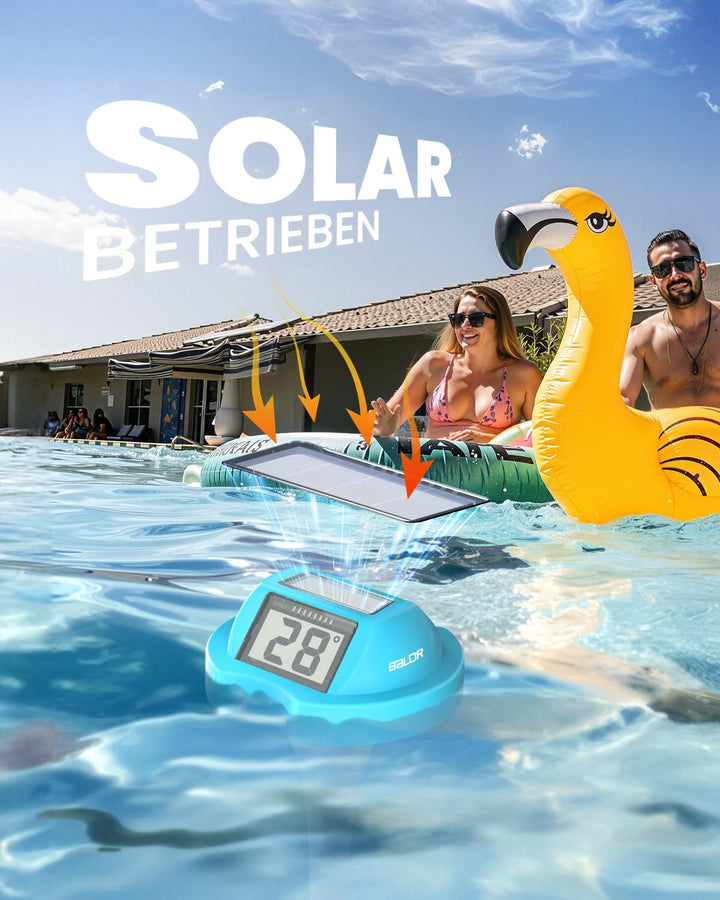 BALDR Solar Schwimmendes für Pool mit zwei grossen Displays | IPX7 wasserdichter digitaler Temperatu