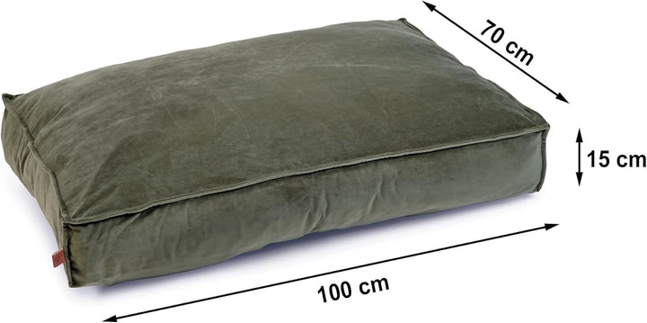 Designed by Lotte DBL Nalino Liegekissen, Hund, Samt, grün, 100x70x15 cm, Grün