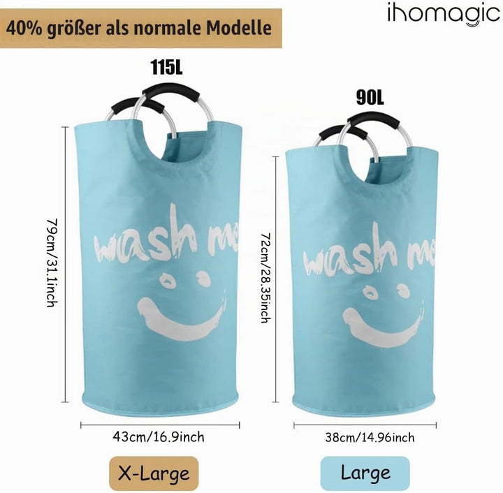 IHOMAGIC Faltbare Wäschekörbe Wäschebehälter mit Aluminiumgriffen, Grosse Wäschesammler, Reise Wäsch