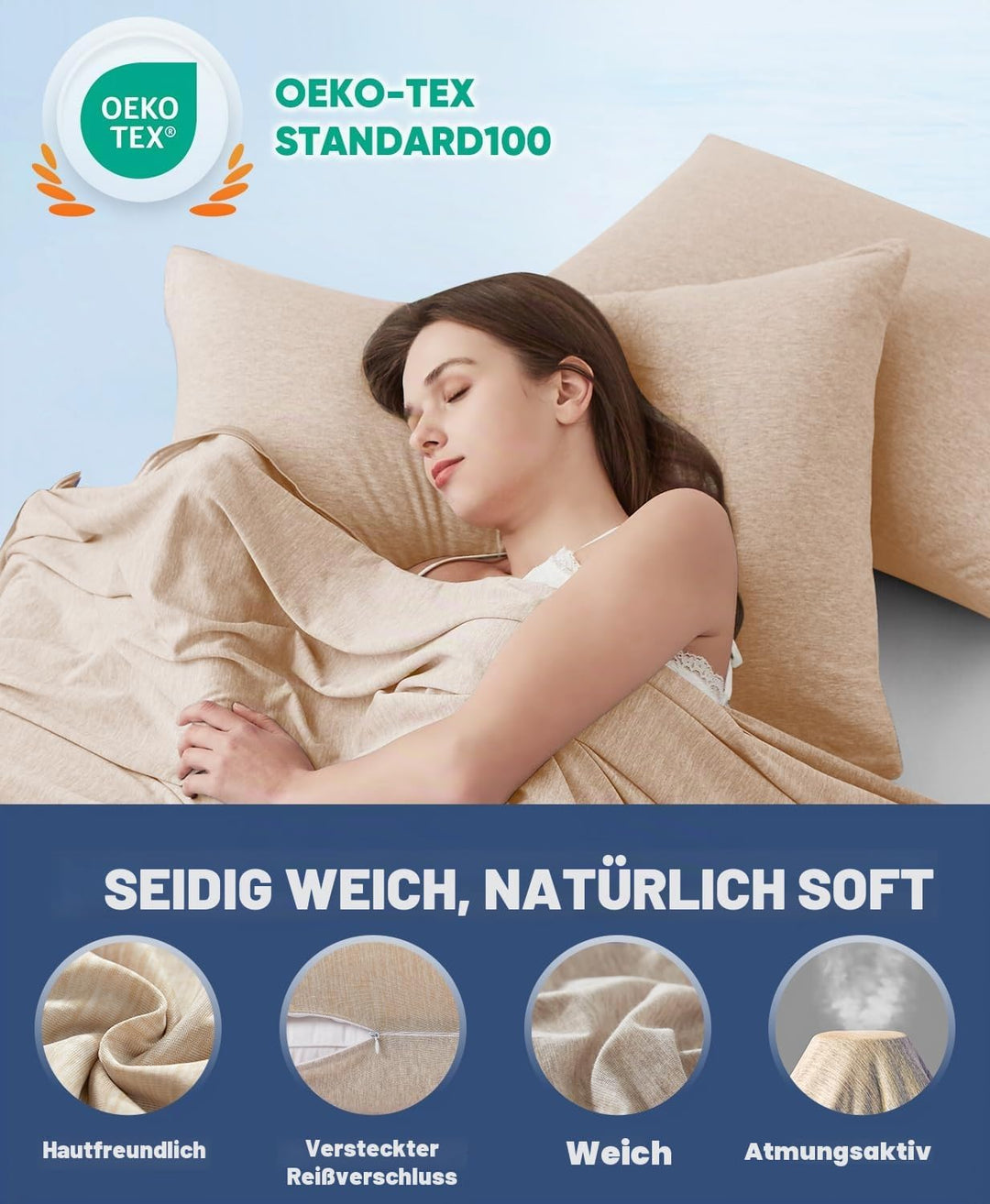 Luxear 2er Kühlender Kissenbezug 40x80cm für Nachtschweiss, Superweiche Kissenhülle, Japanische Arc-