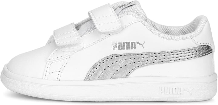 PUMA Unisex Baby Smash V2 Metallics V Inf Sneaker 23 EU Puma White Glacial Gray Puma Silver, 23 EU P