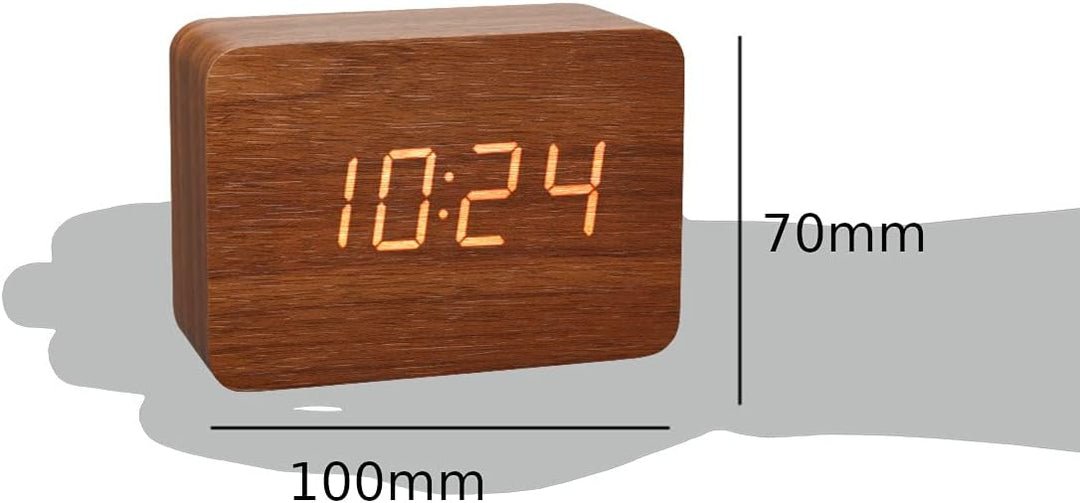 TFA Dostmann Design Funk-Wecker in Holz-Optik Clocco, 60.2549, Kunststoff, L 100 x B 41 x H 70mm (br