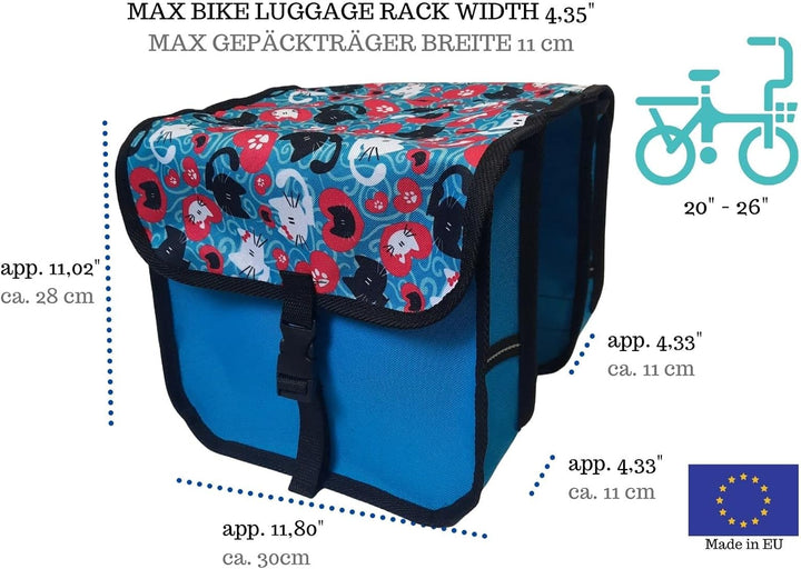 Beluko FAHRRADTASCHE Kinderfahrradtasche Satteltasche 20-26" Gepäckträgetasche Doppel (49 - Midi - K