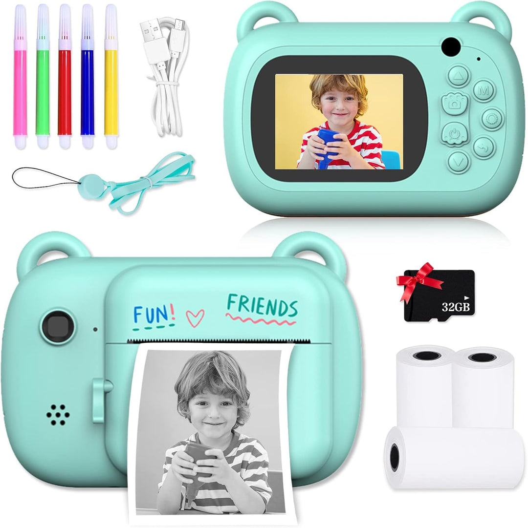 SUPBRO Kinder Digital Kamera Spielzeug Kleinkind Kamera Spielzeug Print Sofortbildkamera 2.4 Zoll HD