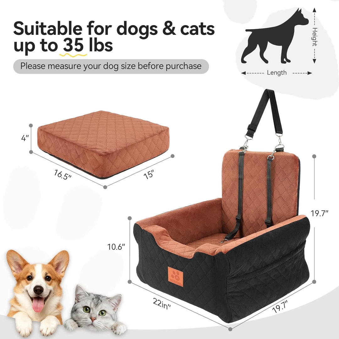 GL GLENSLAVE Hunde-Autositze für kleine bis mittelgrosse Hunde, Erhöhter Hunde-Booster-Sitz mit Memo