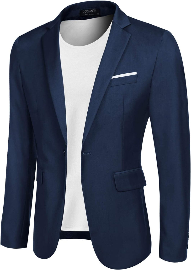 COOFANDY Blazer Herren Slim fit Business Sakko Männer Anzugjacke XS A Blau, XS A Blau