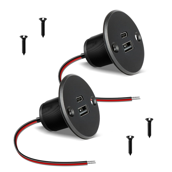 acegoo USB C Steckdose 12V Wohnmobil Ladegerät Vollaluminium, Typ C USB Anschluss PD3.0 QC3.0 KFZ Bu
