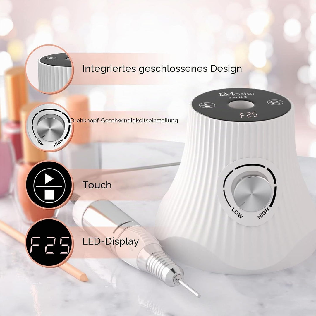 JCMASTER® Touch Nagelfräser 30.000 U/Min - Deutsche Marke - Elektrische Nagelfeile für Gelnägel Acry